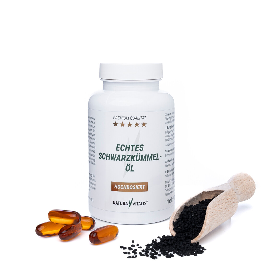 Natura-Vitalis-Echtes-Schwarzkuemmeloel-90 Echtes Schwarzkümmel-Öl 1.000mg - 90 Softgels