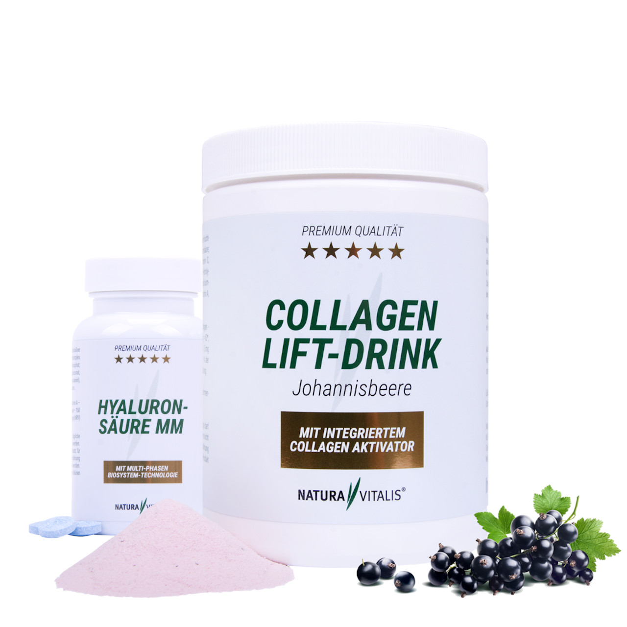 3310_Set_Collagen-Lift-Drink_Hyaluronsaeure-Presslinge Beauty-Set: Collagen Lift-Drink 400g + Hyaluronsäure 120 Presslinge
