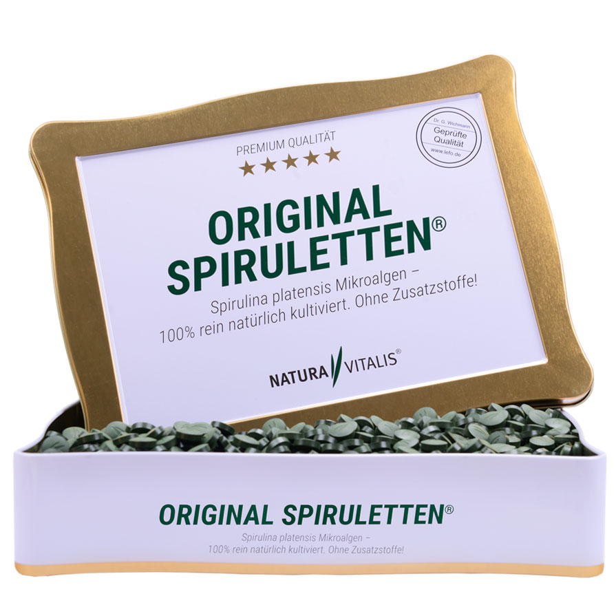 NATURA_VITALIS_Original_Spiruletten_2000 2000 Spirulina-Presslinge in wunderschöner Schmuckdose
